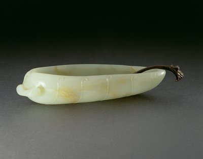 Pinselwascher in Form eines Bananenblatts am Stiel, späte Ming- bis frühe Qing-Dynastie von Chinese School